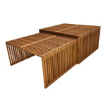 Τραπέζι Tinnie I pakoworld σετ 2τεμ teak ξύλο σε φυσική απόχρωση