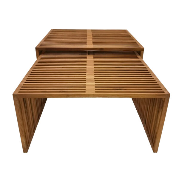Τραπέζι Tinnie I pakoworld σετ 2τεμ teak ξύλο σε φυσική απόχρωση - Image 4