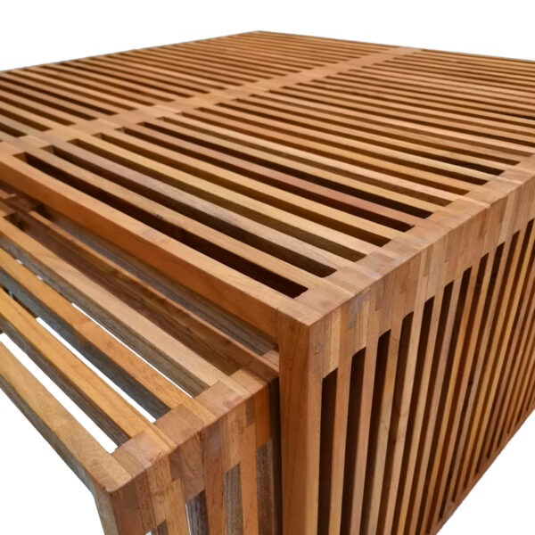Τραπέζι Tinnie I pakoworld σετ 2τεμ teak ξύλο σε φυσική απόχρωση - Image 6