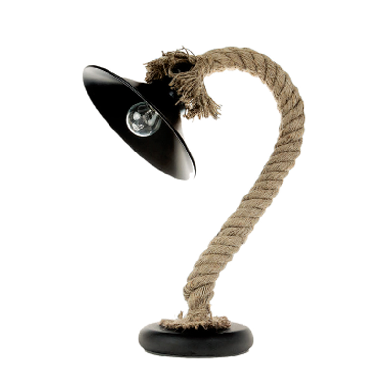 3438-BL InLight Επιτραπέζιο φωτιστικό από καφέ σχοινί και μαύρο μέταλλο 1XE27 D:32cm (3438-BL)