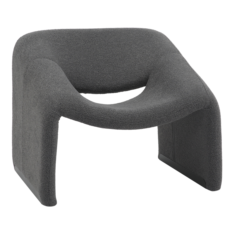 350-000014 Πολυθρόνα Clous pakoworld μπουκλέ ύφασμα σε ανθρακί απόχρωση 86x77x73.5εκ