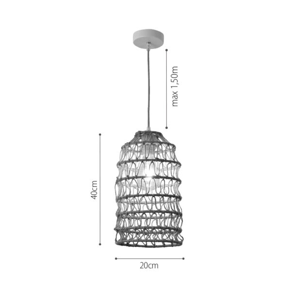 InLight Κρεμαστό Φωτιστικό από σχοινί 1xE27 D:20cm (4048-C) - Image 3