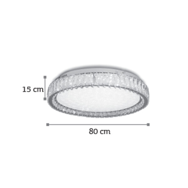 InLight Πλαφονιέρα οροφής LED 80W 4000K από χρώμιο μέταλλο και κρύσταλλα D:80cm (42013-Α) - Image 3