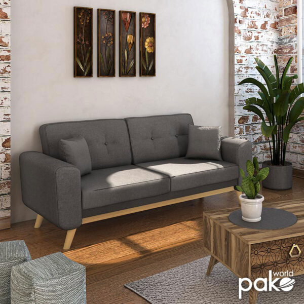 Καναπές-κρεβάτι Carmelo Pakoworld ανθρακί ύφασμα 214x80x86εκ - Image 2