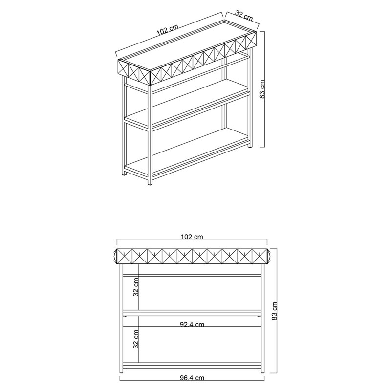 071-001502-2 Κονσόλα PWF-0629 pakoworld λευκό-μαύρο 102x32x83εκ - Image 3