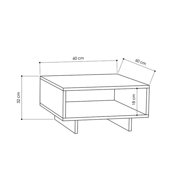 Τραπέζι σαλονιού Hola pakoworld antique λευκό-ανθρακί 60x60x32εκ - Image 3