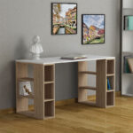 Γραφείο Colmar pakoworld χρώμα λευκό -σκούρο φυσικό 140x60x75εκ - Image 2