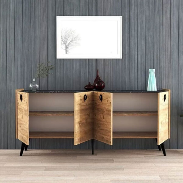 Μπουφές Jeslie pakoworld μελαμίνης oak-ανθρακί 180x40x79εκ - Image 3