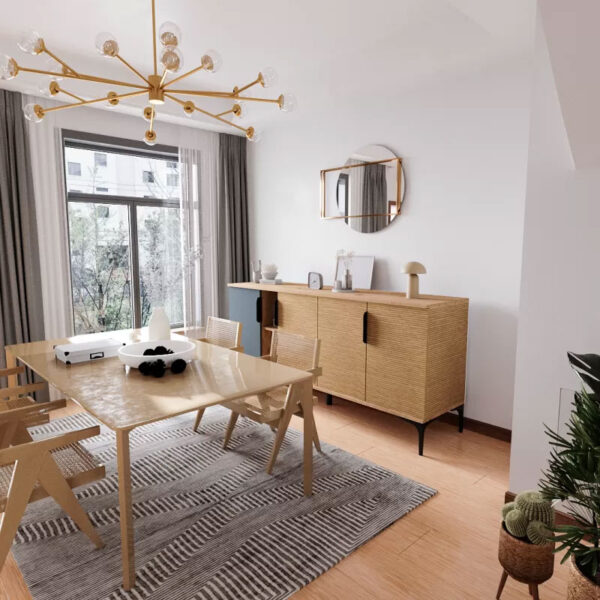 Μπουφές Tajesy pakoworld μελαμίνης ανθρακί-oak 180x40x78εκ - Image 2