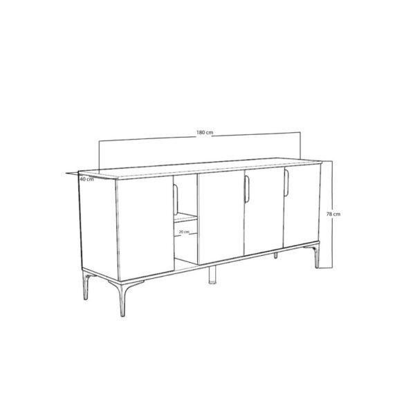 Μπουφές Tajesy pakoworld μελαμίνης ανθρακί-oak 180x40x78εκ - Image 5