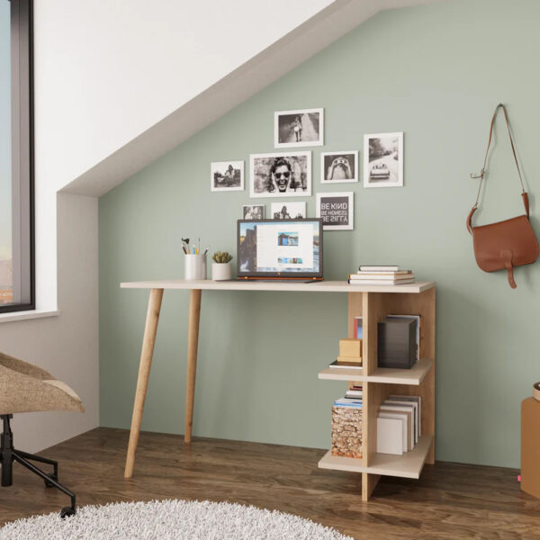 Γραφείο εργασίας Volet pakoworld σε oak- sandstone απόχρωση 114x56x76εκ - Image 2