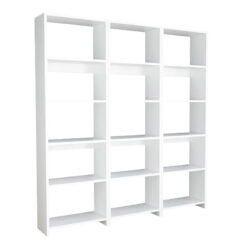 Βιβλιοθήκη Rabuku pakoworld σε λευκή απόχρωση 146x22x160εκ