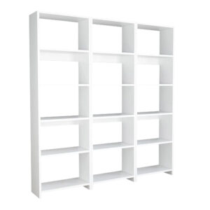 Βιβλιοθήκη Rabuku pakoworld σε λευκή απόχρωση 146x22x160εκ