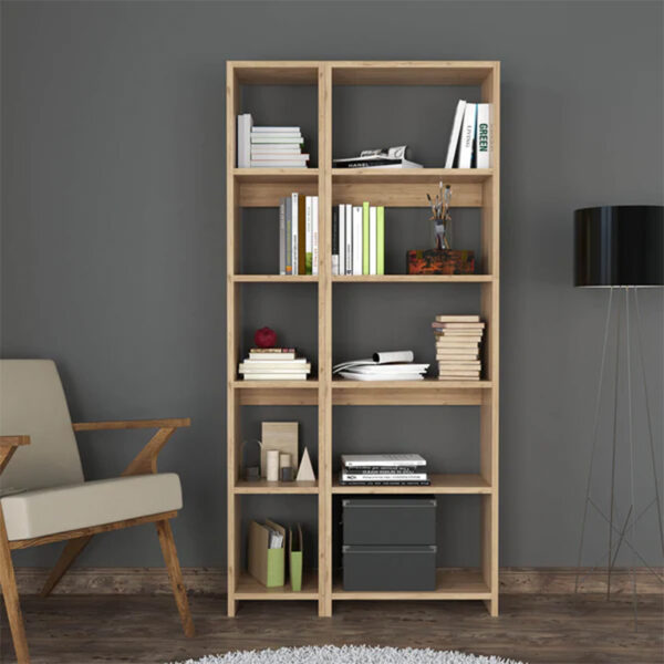 Βιβλιοθήκη Alkathi pakoworld σε oak απόχρωση 77x22x160εκ - Image 2