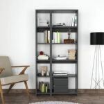 Βιβλιοθήκη Alkathi pakoworld σε ανθρακί απόχρωση 77x22x160εκ - Image 2