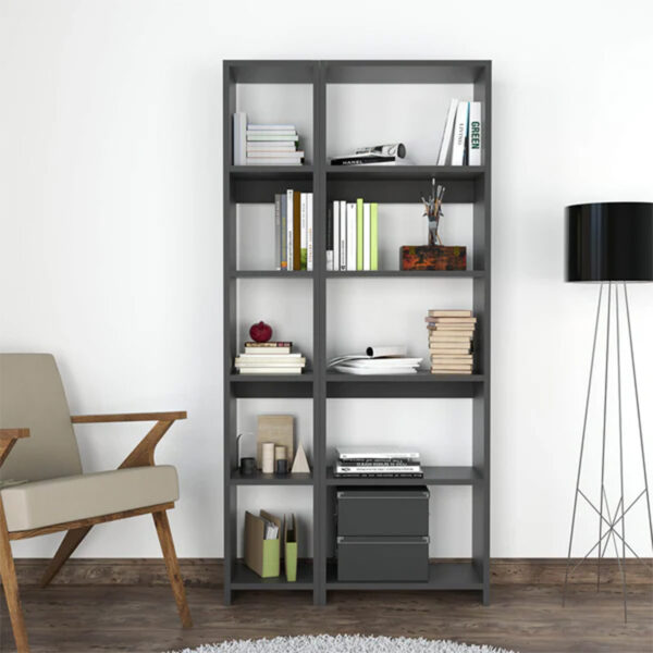 Βιβλιοθήκη Alkathi pakoworld σε ανθρακί απόχρωση 77x22x160εκ - Image 2