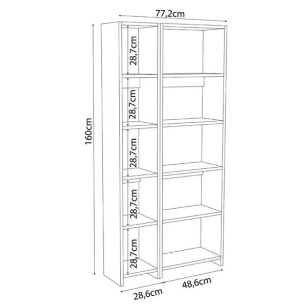 Βιβλιοθήκη Alkathi pakoworld σε ανθρακί απόχρωση 77x22x160εκ - Image 3