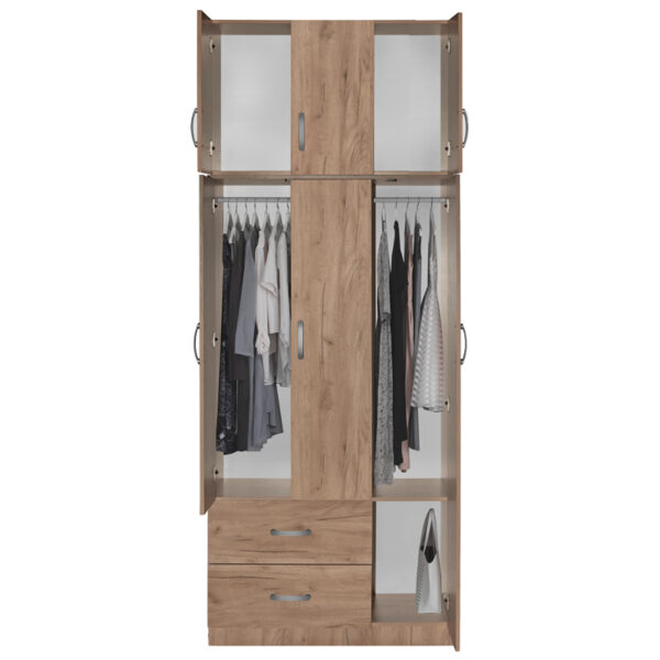 Ντουλάπα τρίφυλλη και πατάρι Zelia pakoworld φυσικό 90x42x240εκ. - Image 2