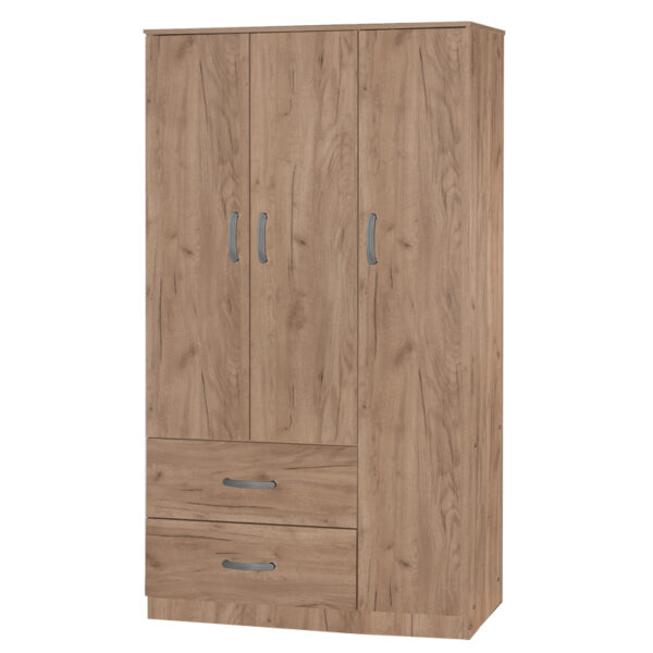 Ντουλάπα τρίφυλλη και πατάρι Zelia pakoworld φυσικό 90x42x240εκ. - Image 3