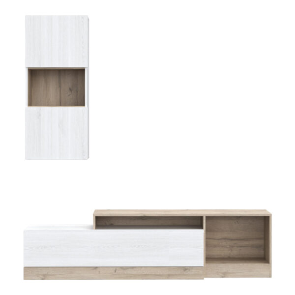Σύνθετο σαλονιού Halmi pakoworld λευκό-oak μελαμίνης 180x39x190εκ - Image 3