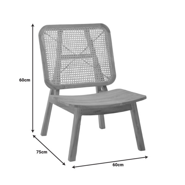 Πολυθρόνα Viborg pakoworld φυσικό teak ξύλο-φυσικό rattan 60x75x87εκ - Image 8