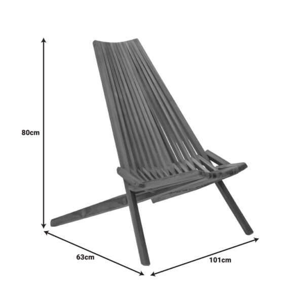 Πολυθρόνα Phoenox pakoworld πτυσσόμενη φυσικό teak ξύλο 65x90x87εκ - Image 8