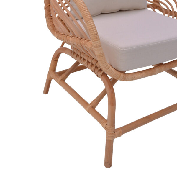 Πολυθρόνα Caxen pakoworld φυσικό rattan-λευκό μαξιλάρι 72x63x75εκ - Image 7