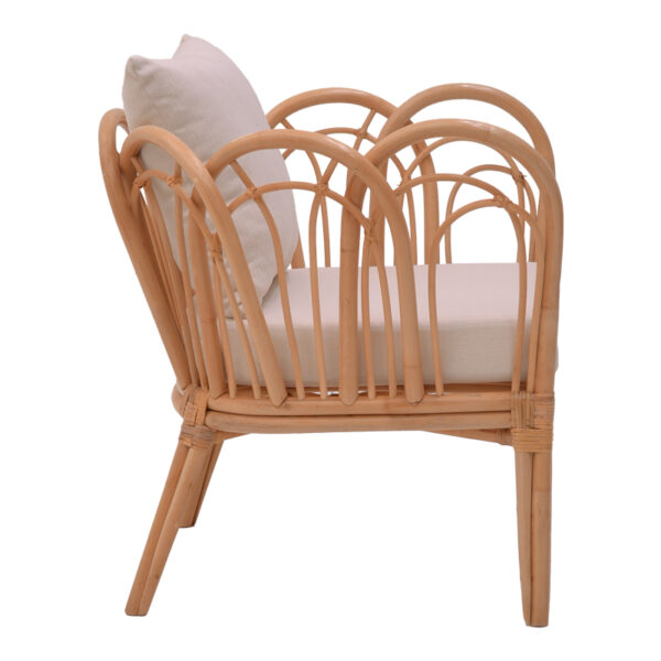 Πολυθρόνα Tania pakoworld φυσικό rattan-λευκό μαξιλάρι 76x76x76εκ - Image 3