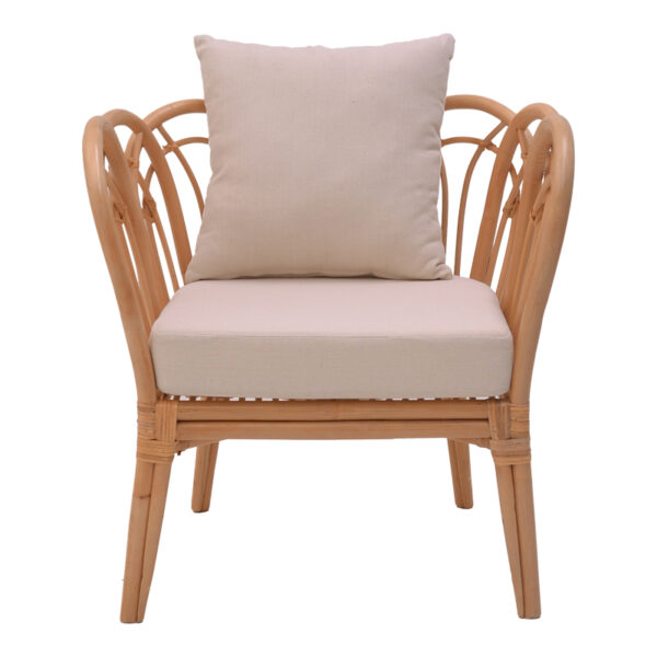 Πολυθρόνα Tania pakoworld φυσικό rattan-λευκό μαξιλάρι 76x76x76εκ - Image 4