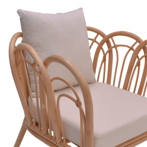 Πολυθρόνα Tania pakoworld φυσικό rattan-λευκό μαξιλάρι 76x76x76εκ - Image 6