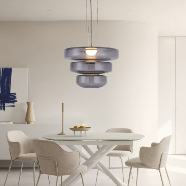 Inlight Κρεμαστό φωτιστικό από φιμέ γυαλί 12W 1644LM 3000K D:45x33cm (4070-Smoky) - Image 2