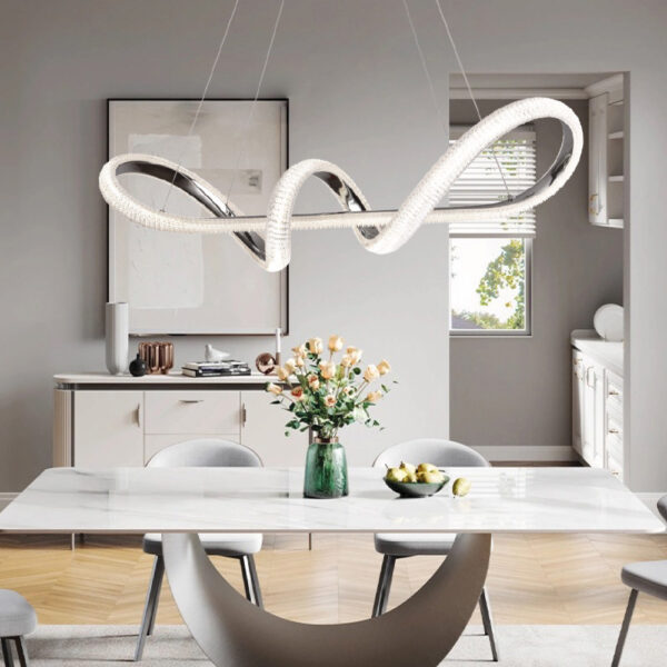 Inlight Κρεμαστό φωτιστικό LED 60W 3CCT (by switch on base) σε χρώμιο D:120cm (6099-Chrome) - Image 2