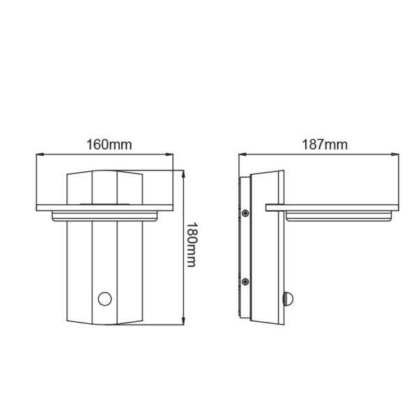 ^LED SMD WALL SENSOR LUMINAIRE 7W 440LM 145° 230V AC 3.000K DARK GREY CRI80 IP54 30.000HRS - Image 3
