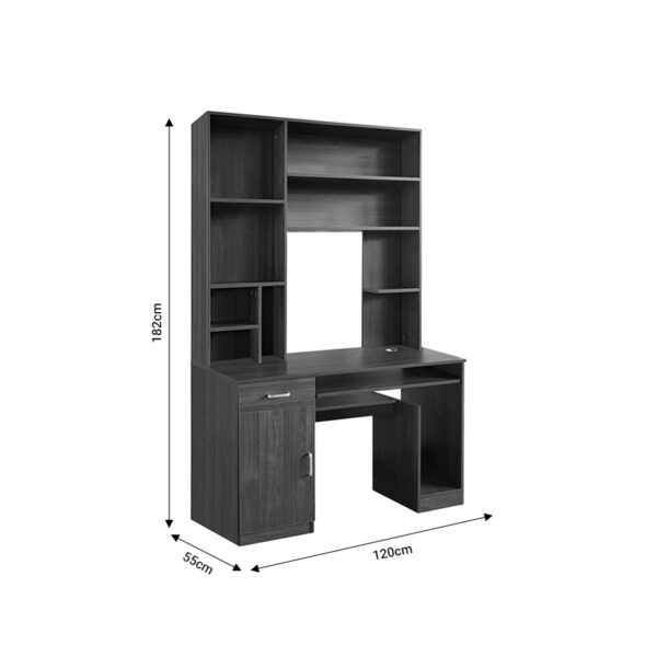 Γραφείο υπολογιστή με βιβλιοθήκη Novelty pakoworld γκρι-oak 120x55x182εκ - Image 4