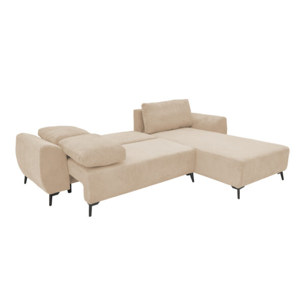 Kαναπές κρεβάτι τριθέσιος αναστρέψιμος Settee pakoworld ύφασμα με αποθηκευτικό χώρο σε μπεζ απόχρωση 286x204x93εκ - Image 2