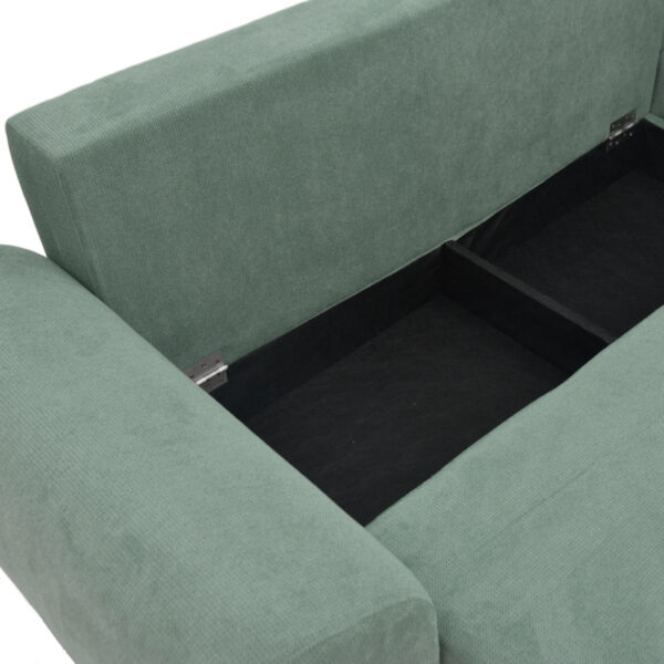 Kαναπές κρεβάτι τριθέσιος αναστρέψιμος Settee pakoworld ύφασμα με αποθηκευτικό χώρο σε μέντα απόχρωση 286x204x93εκ - Image 6