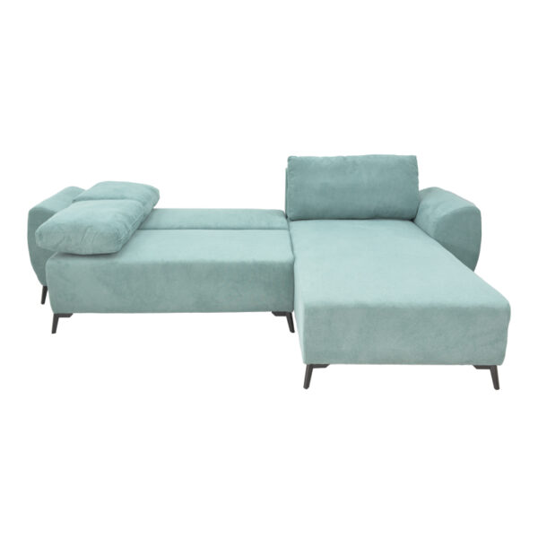 Kαναπές κρεβάτι τριθέσιος αναστρέψιμος Settee pakoworld ύφασμα με αποθηκευτικό χώρο σε σιέλ απόχρωση 286x204x93εκ - Image 3