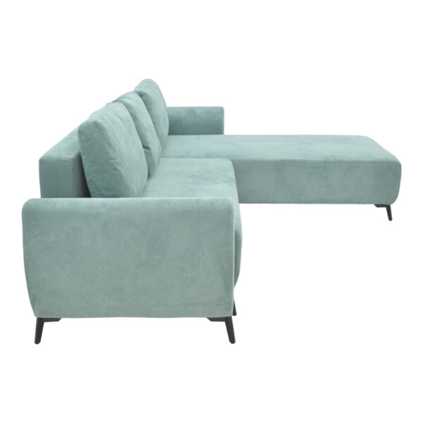 Kαναπές κρεβάτι τριθέσιος αναστρέψιμος Settee pakoworld ύφασμα με αποθηκευτικό χώρο σε σιέλ απόχρωση 286x204x93εκ - Image 4