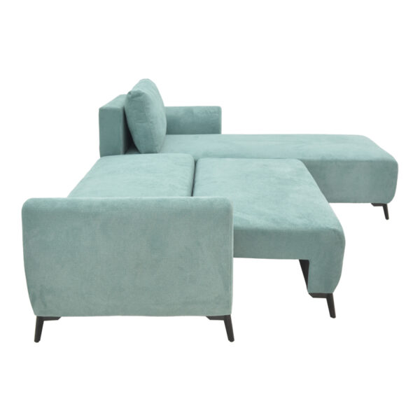 Kαναπές κρεβάτι τριθέσιος αναστρέψιμος Settee pakoworld ύφασμα με αποθηκευτικό χώρο σε σιέλ απόχρωση 286x204x93εκ - Image 5