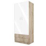 Ντουλάπα Δίφυλλη με 2 Εξωτερικά Συρτάρια