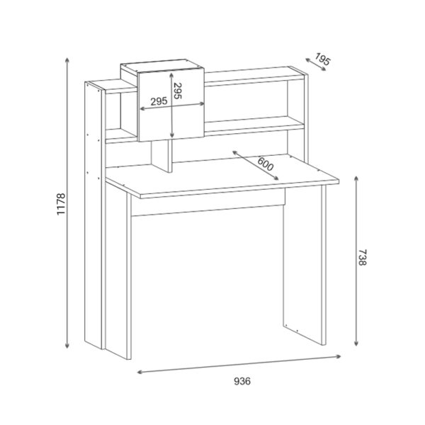 Γραφείο εργασίας Koogi pakoworld σε oak-λευκή απόχρωση 94x60x118εκ - Image 5