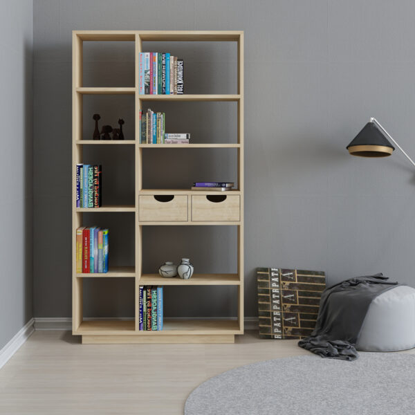 Βιβλιοθήκη με συρτάρια Dakin pakoworld σε oak απόχρωση 80x25x190εκ - Image 3