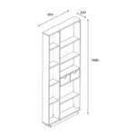 Βιβλιοθήκη με συρτάρια Dakin pakoworld σε oak απόχρωση 80x25x190εκ - Image 5