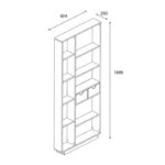 Βιβλιοθήκη με συρτάρια Dakin pakoworld σε oak απόχρωση 80x25x190εκ - Image 6