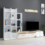 Σύνθετο σαλονιού Leman pakoworld σε λευκή-oak απόχρωση 240x35x154εκ - Image 3