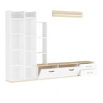 Σύνθετο σαλονιού Leman pakoworld σε λευκή-oak απόχρωση 240x35x154εκ - Image 4