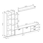 Σύνθετο σαλονιού Leman pakoworld σε λευκή-oak απόχρωση 240x35x154εκ - Image 5