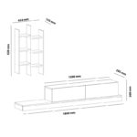 Έπιπλο τηλεόρασης Rumba pakoworld σε λευκή-oak απόχρωση 180x30x31εκ - Image 5