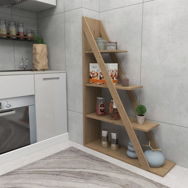 Βιβλιοθήκη Quina pakoworld σε oak απόχρωση 100x30x150εκ - Image 3