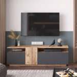 Έπιπλο τηλεόρασης Elana pakoworld sonoma-ανθρακί 150x29.5x46.3εκ - Image 3